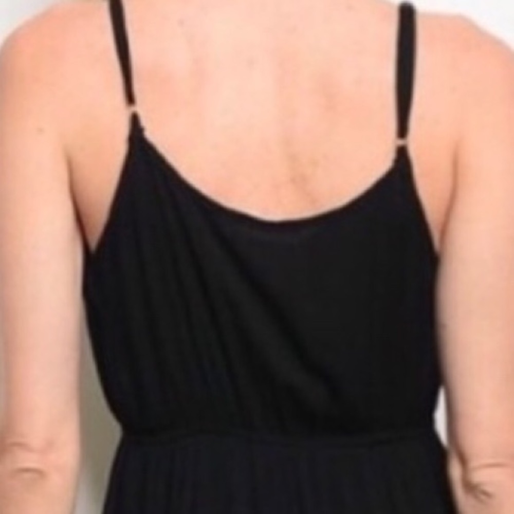 BLACK SLEEVELESS TASSEL TIE MAXI DRESS - Picture 2 of 7